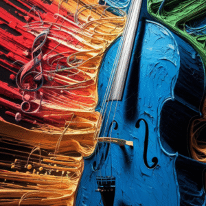 Colorful Violin Wall Art – Abstract Music Painting with Bold Brush Strokes | Modern Symphony Home Decor