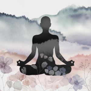 Floral Mindfulness – Meditation Silhouette Wall Art for Healing & Inner Balance
