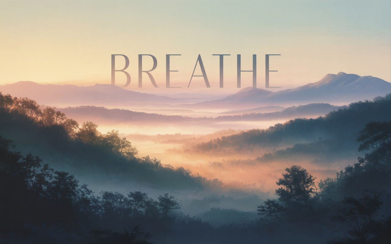 “Breathe” – Limited Edition Inspirational Wall Art | Tranquil Misty Landscape Digital Print (Only 15 Copies)