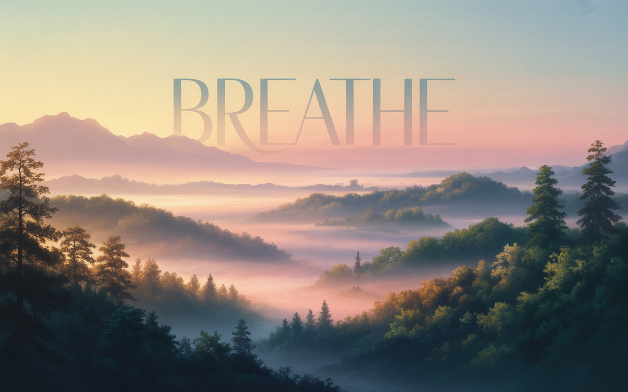 “Breathe” – Limited Edition Inspirational Wall Art | Tranquil Misty Landscape Digital Print (Only 15 Copies) - Image 2