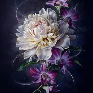 Midnight Orchid & Peony Collection | Premium Printable Floral Art Bundle